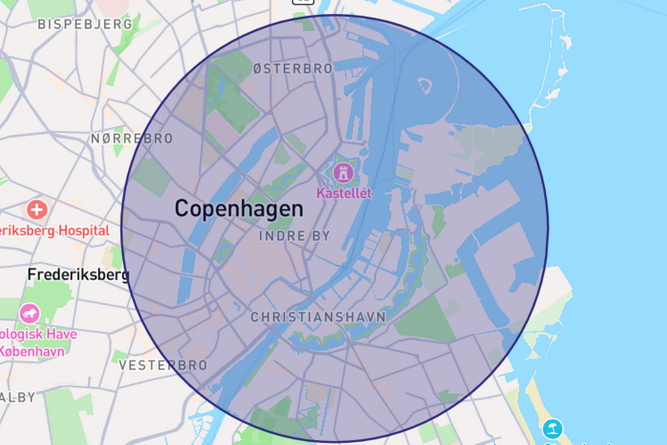 Her er overblik over, hvor den midlertidige restriktionszone vil gælde den 5. september i København. Foto: Københavns Politi