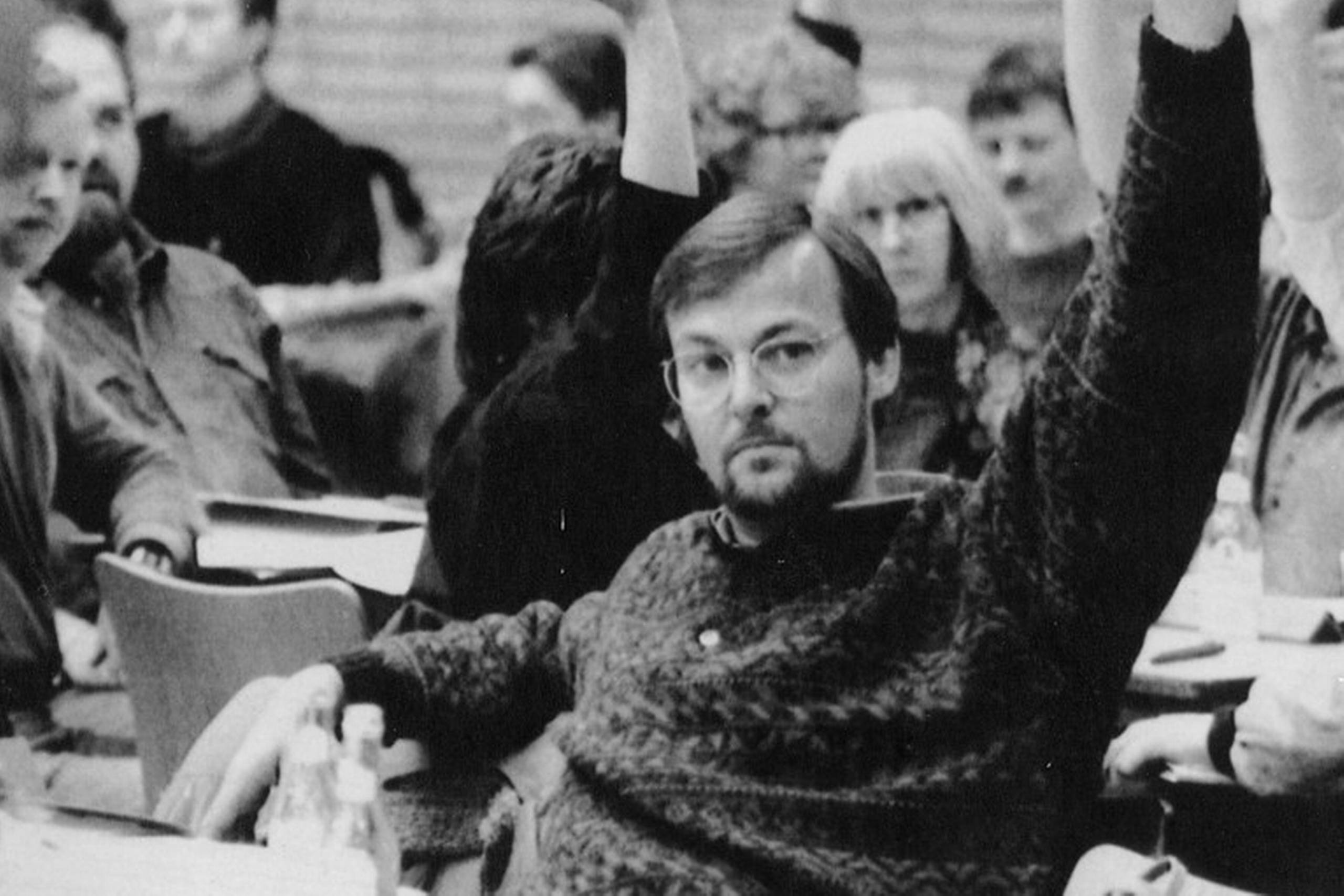 Ole Sohn til  DKP-kongres i Odense 1991.