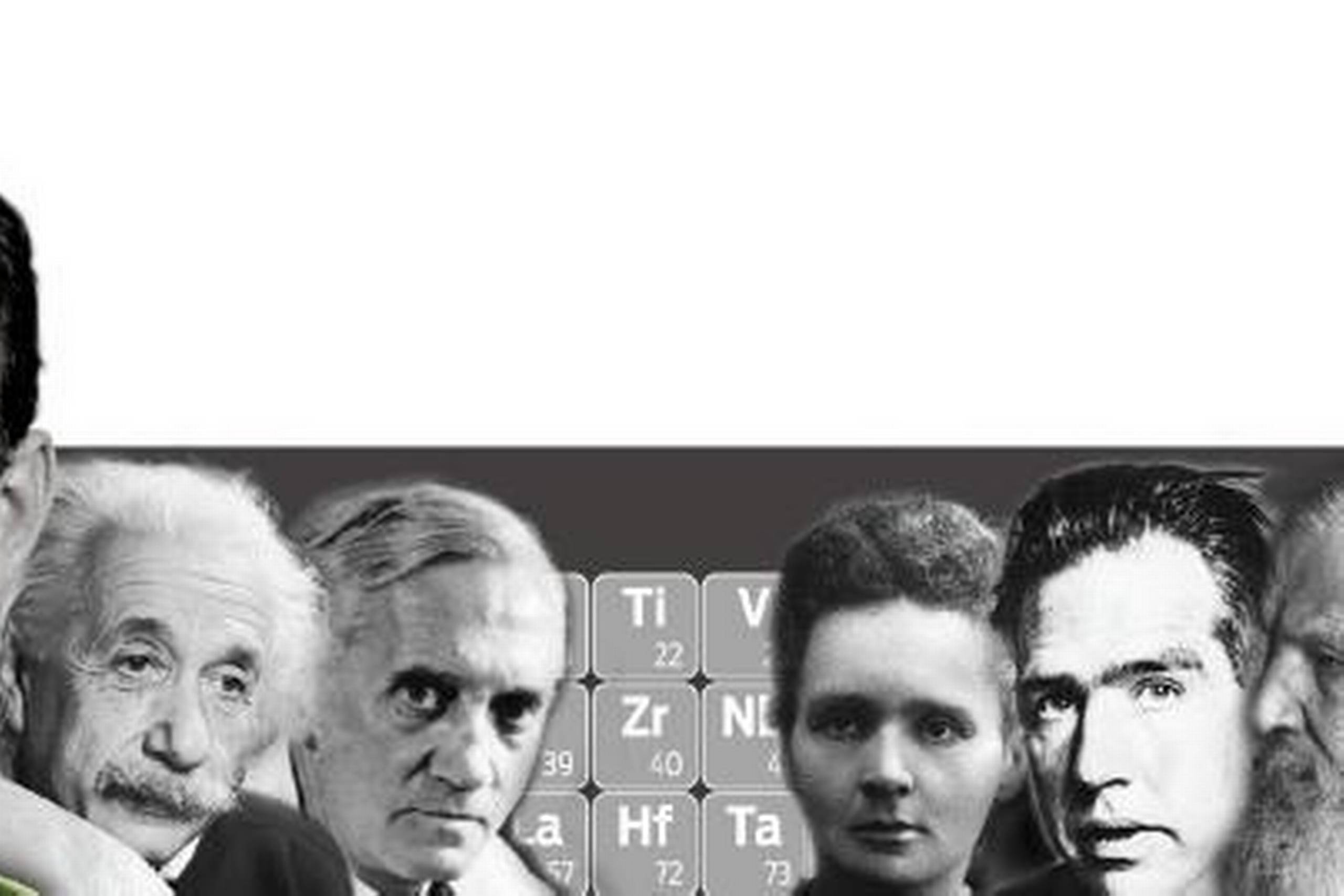 Francis Crick (t.v.) og James Watson, som skabte modellen for dna, tager prisen for verdens største opdagelse foran mere ikoniske videnskabsfolk som Darwin, Bohr og Einstein. Illustration: Tim Barker