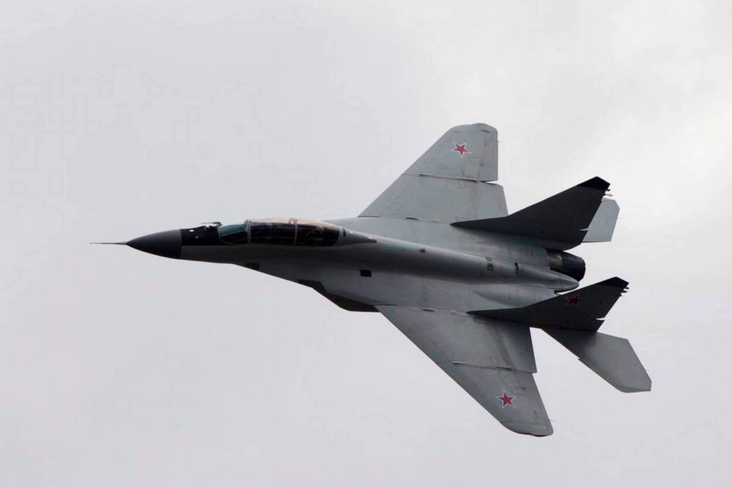 Det var efter alt at dømme et russisk fly af typen MIG-29, der fredag var tæt på at kollidere med et dansk passagerfly. Arkivfoto: Misha Japaridze/AP