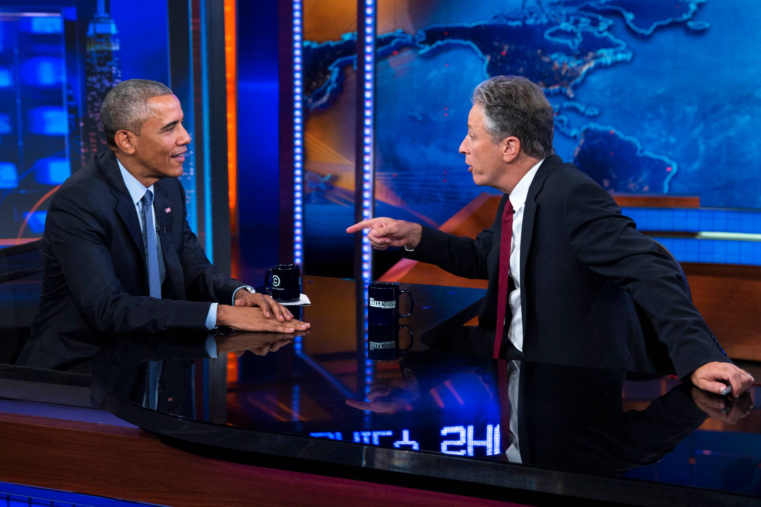 Præsident Barack Obama var igen gæst hos Jon Stewart i "The Daily Show".