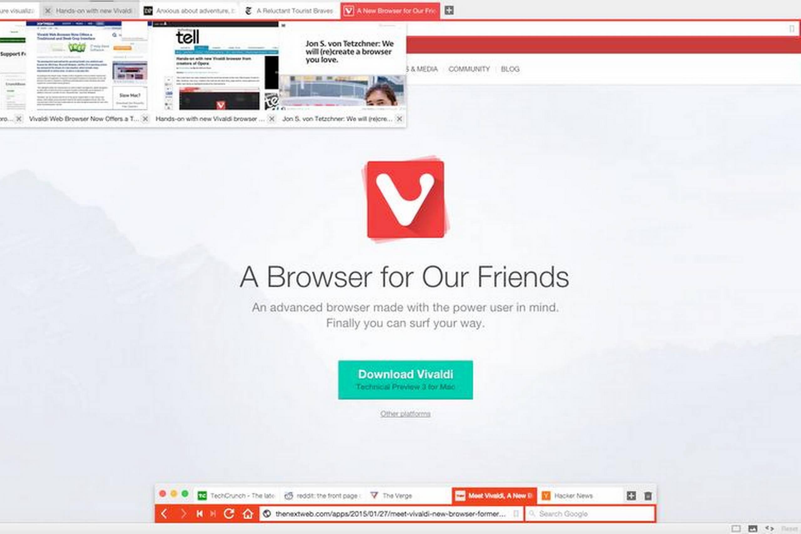Med Vivaldi kan man organisere sine faner i grupper, så man kan få et hurtigt overblik over de sider, man har åbne. Foto: Vivaldi