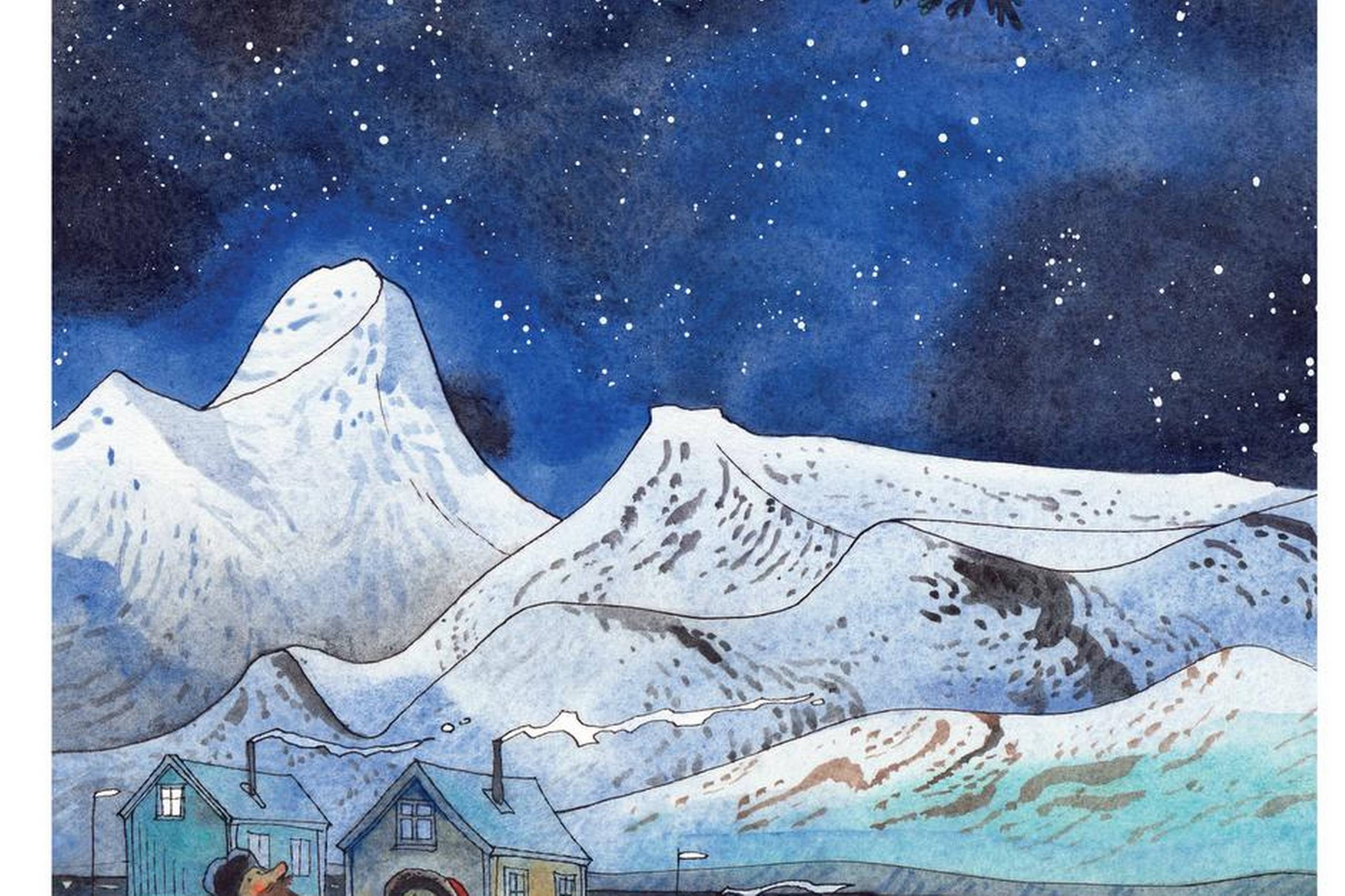 Peter Bay Alexandersen har illustreret Kim Leines børnebog ”Drengen der drog nordpå med sin far for at finde julemanden”.