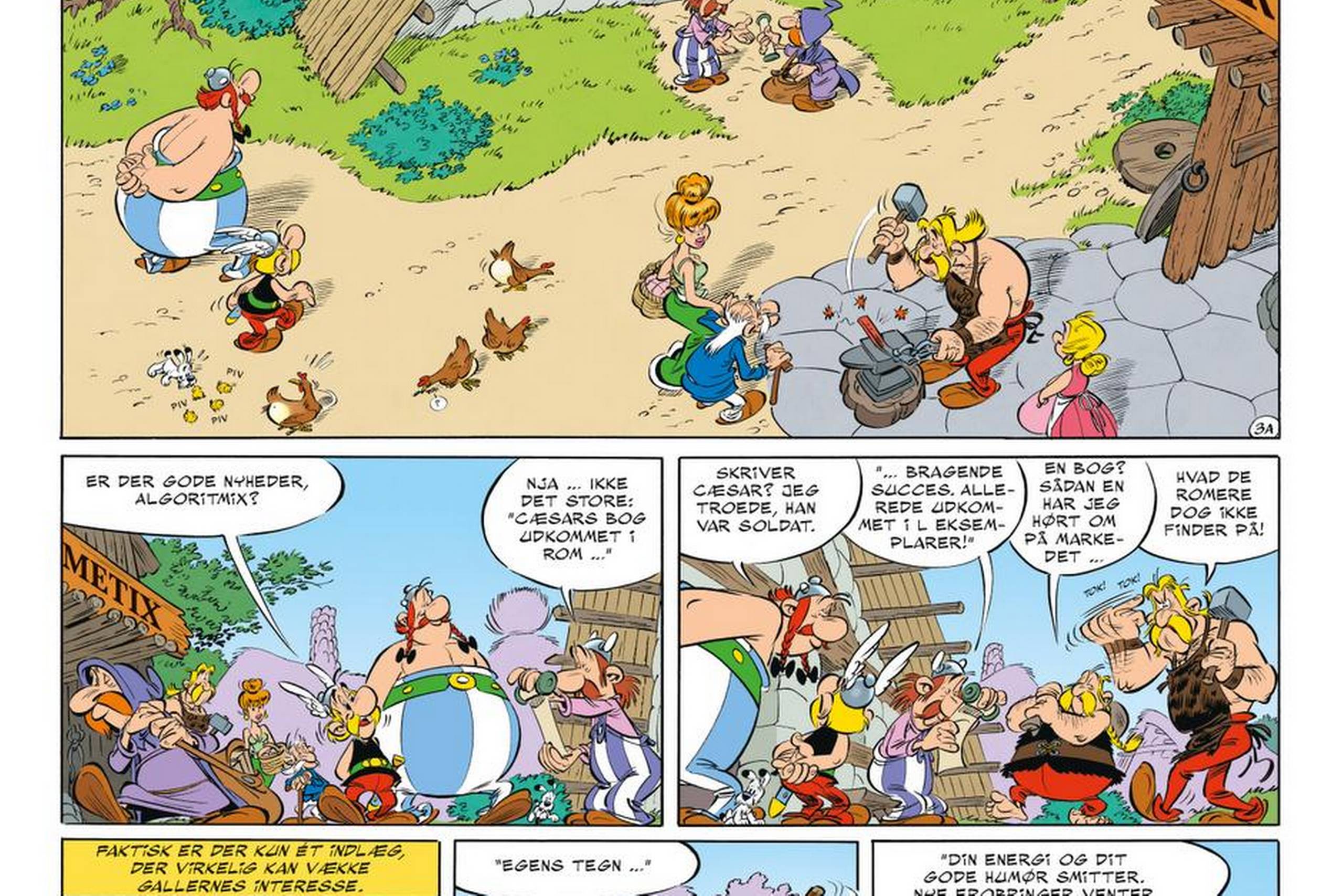 ”Cæsars papyrus” er det andet Asterix-bind fra seriens nye skabere, og det flyder med vittigheder om politik, spindoktorer og mediestyring. Uddrag af bogen