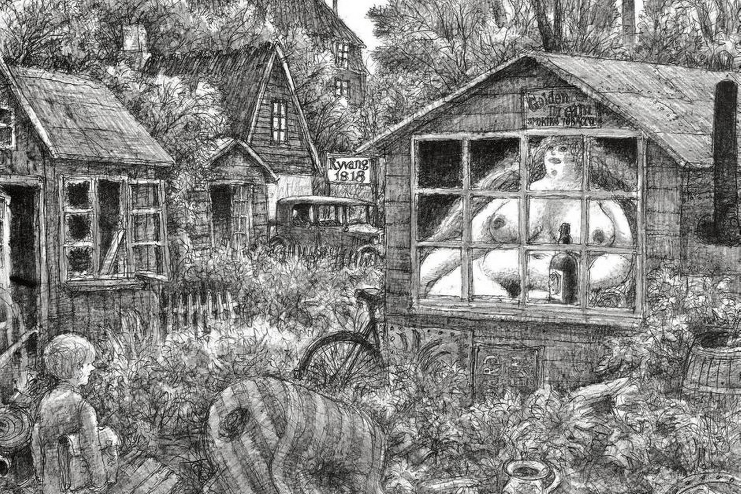 De buede former tiltalte Ib Spang Olsen, når han skulle forevige det køn, der løftede ham op både privat og kunstnerisk. Illustration fra bogen