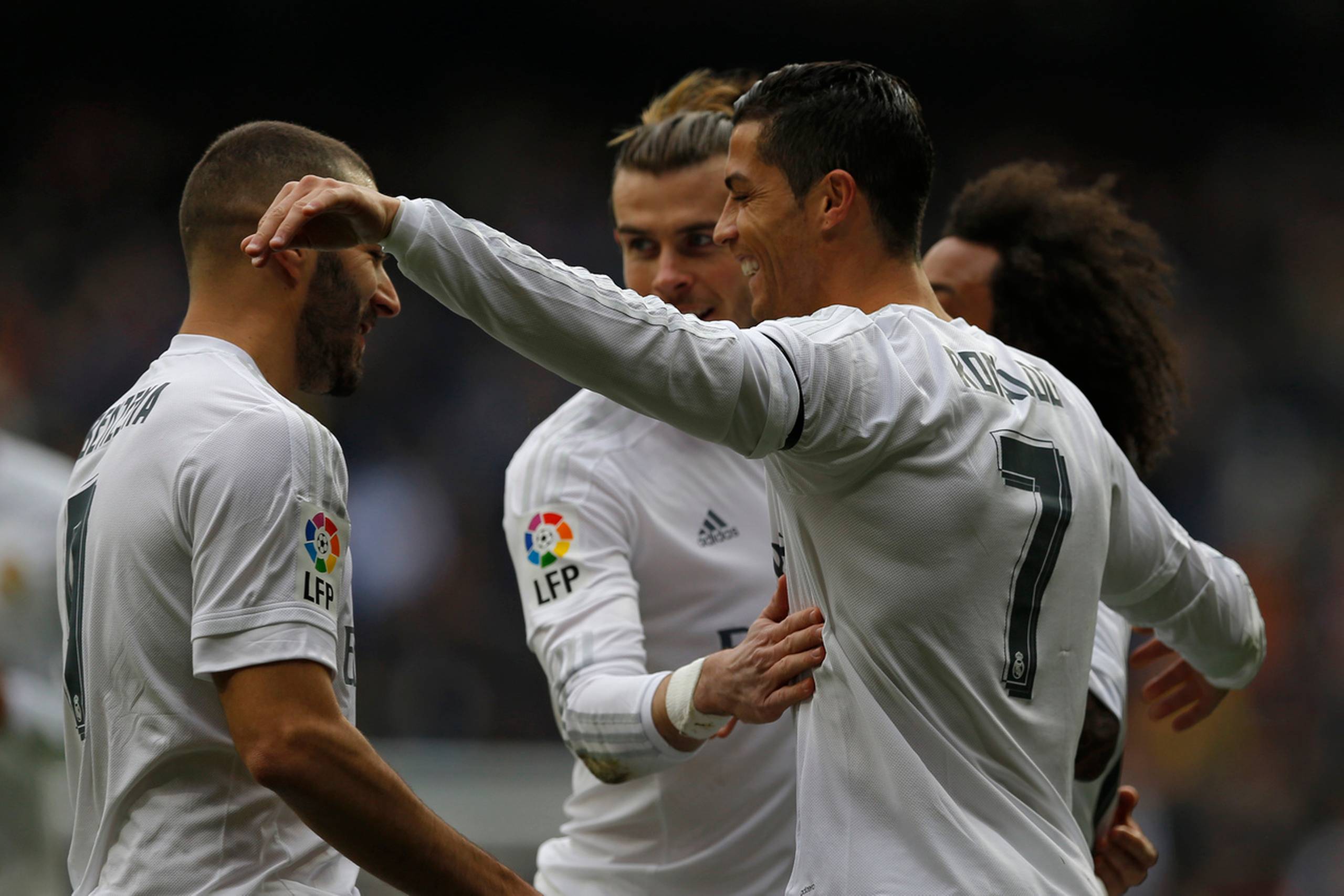 Real Madrids målfarlige trio Benzema, Gareth Bale og Ronaldo. Foto: AP