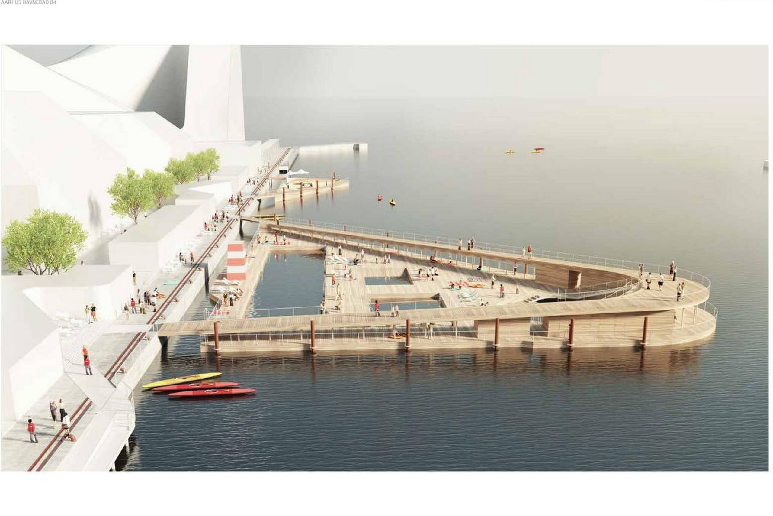 Havnebadet er tegnet af arkitektfirmaet BIG. Modelfoto