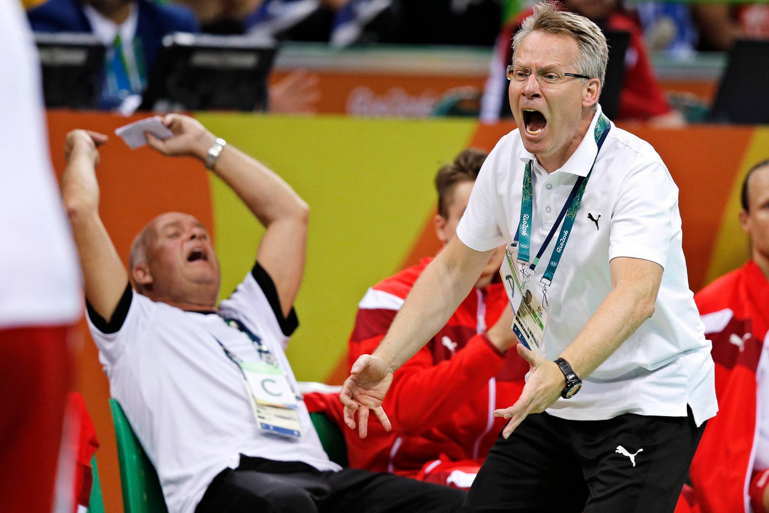 Landstræner Gudmundur Gudmundsson under den nervepirrende finale imod Frankrig. Foto: Jens Dresling/Polfoto