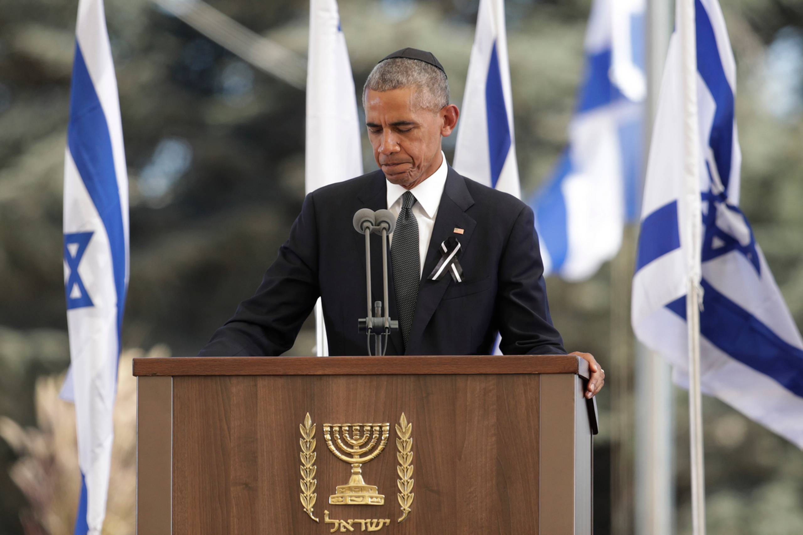 Barack Obama var blandt talerne ved Shimon Peres' begravelse. Foto: Carolyn Kaster/AP