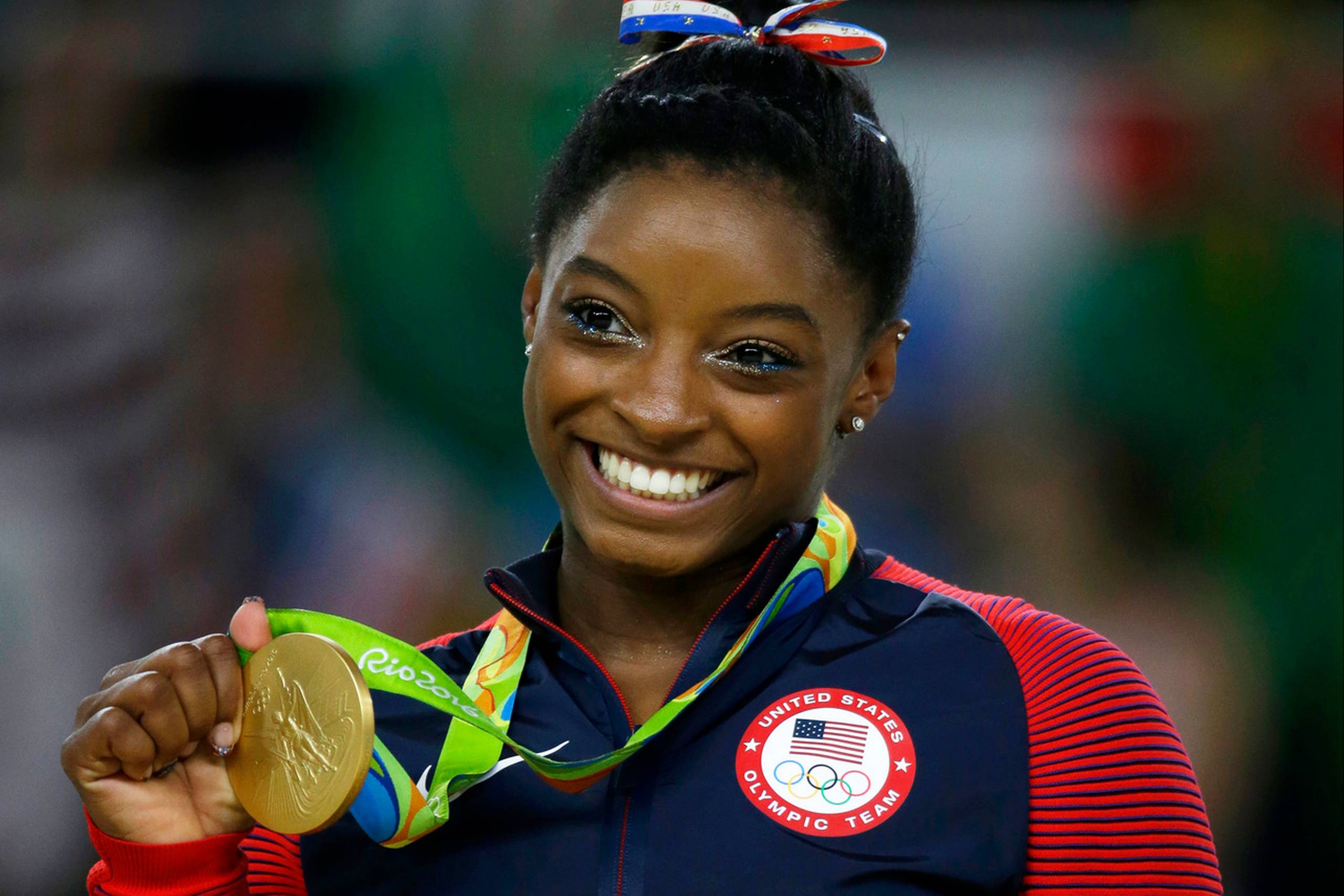 Simone Biles vandt fire guldmedaljer ved OL i Rio i 2016. Foto: Rebecca Blackwell/AP