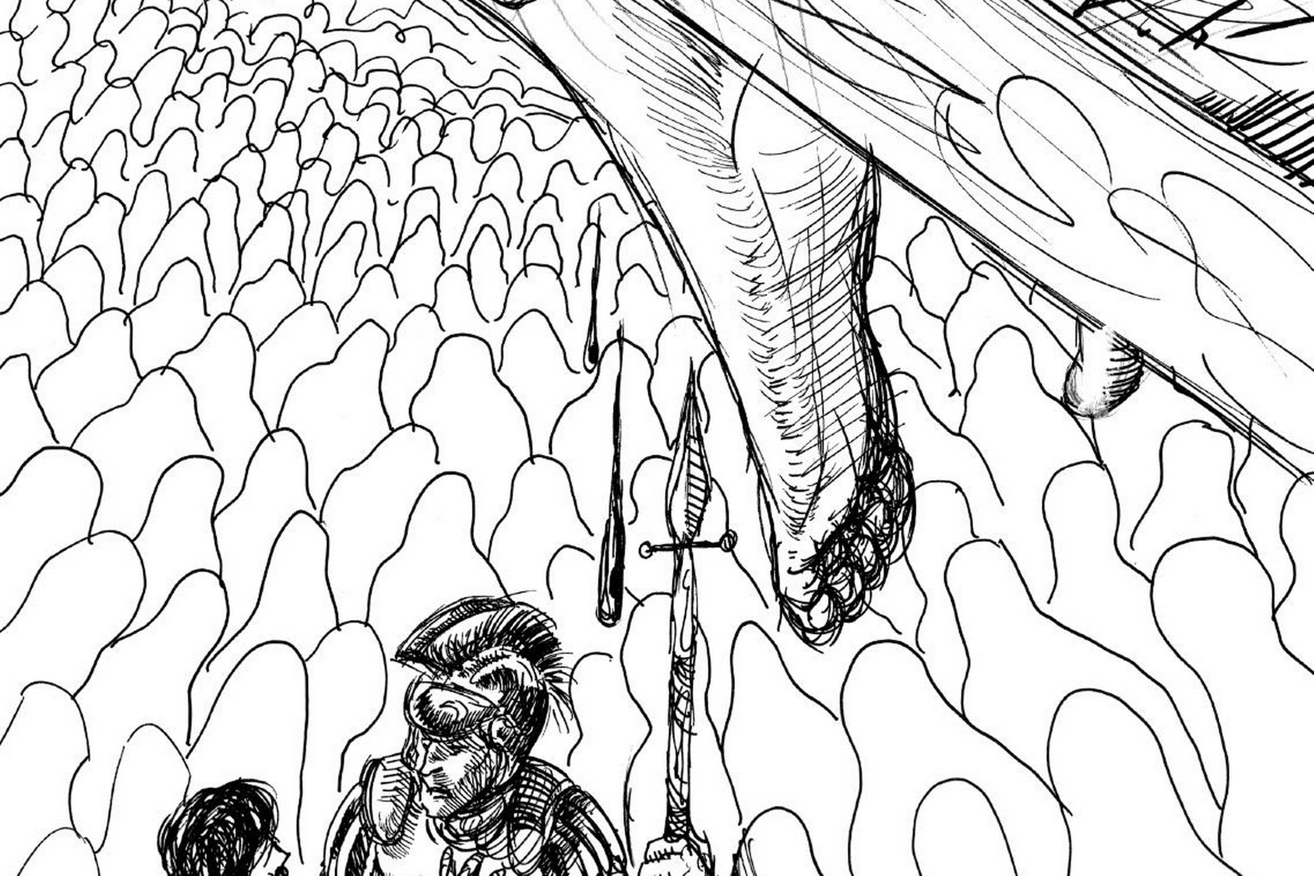 Martin Bigums billedside er meget mere end litterære illustrationer, tegningerne er aktivt meddigtende. Ill. fra bogen