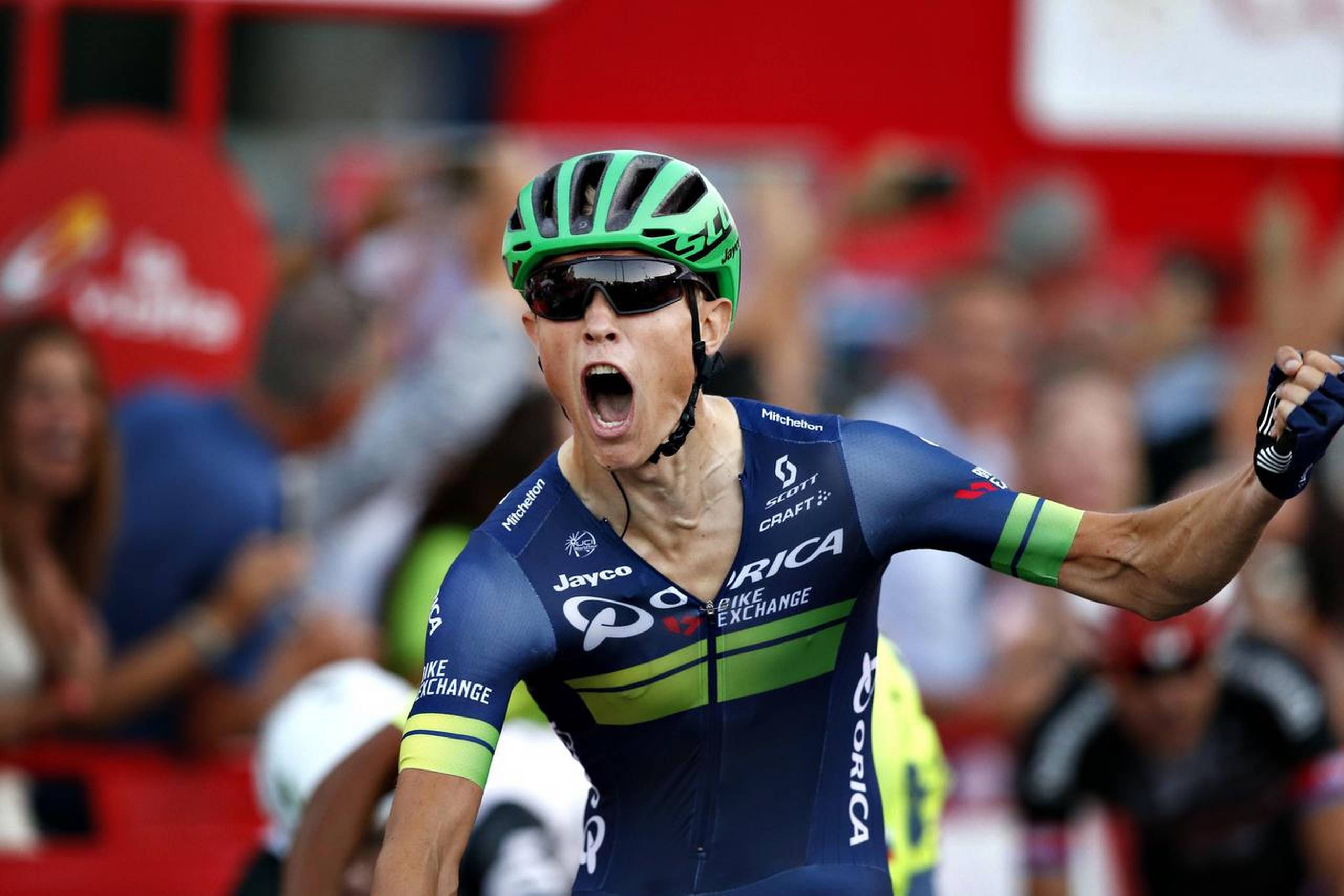 Danish cyclist from Orica team, winner of the stage Magnus Cort Nielsen, crosees the finish line during the 21st and last stage of the Spanish Cycling Vuelta, a 104.1 kms itinerary between Las Rozas and Madrid, in Madid, Spain, 11 September 2016. EFE/Javier Lizon