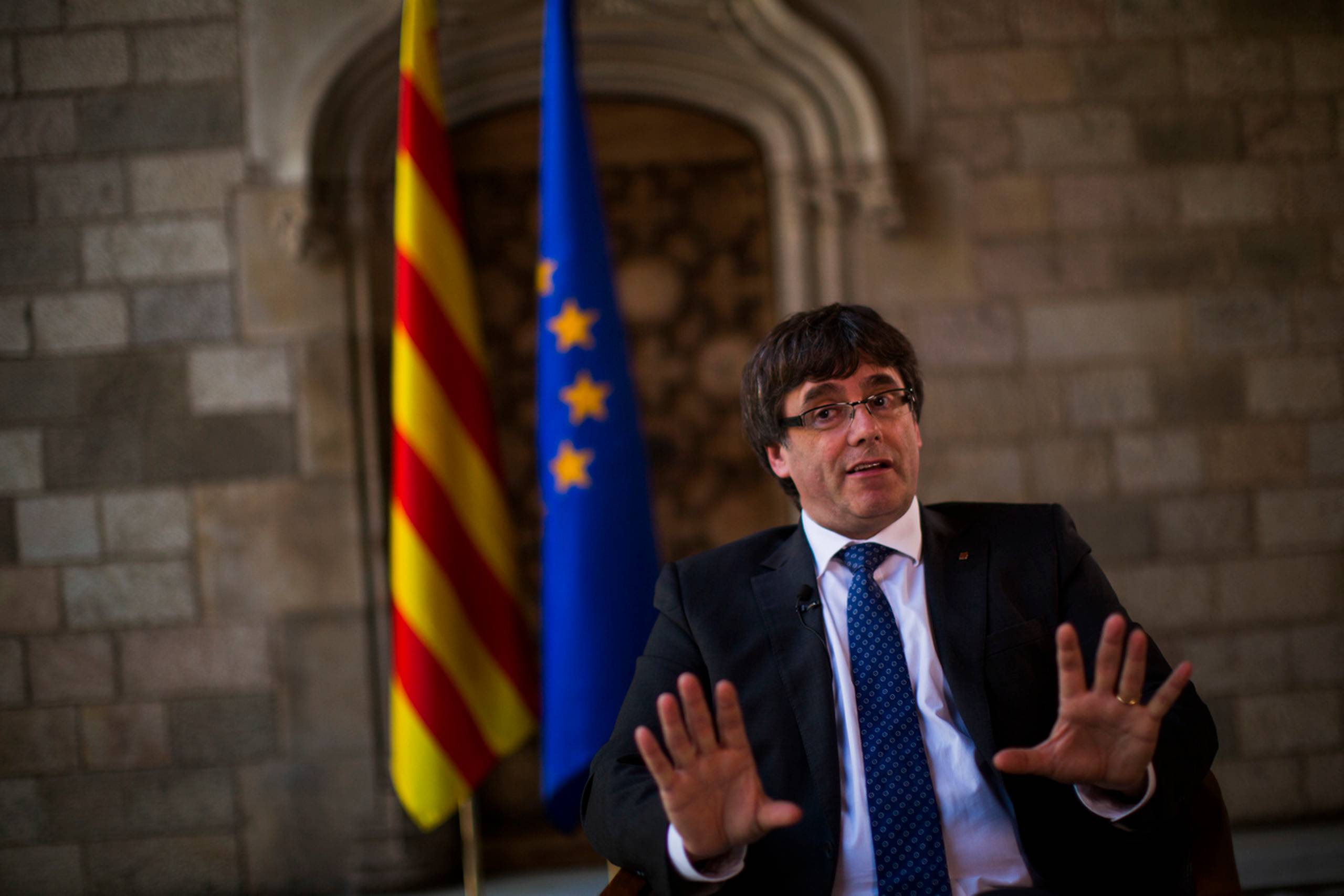 Cataloniens leder, Carles Puigdemont. Foto: Emilio Morenatti/AP