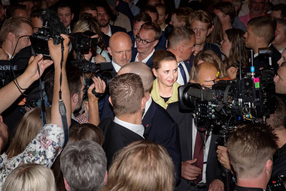 Mette Frederiksen på Christiansborg ved Folketingsvalget den 5. juni 2019, der fik det resultat, at den socialdemokratiske leder kunne rykke ind i Statsministeriet. Foto: Emma Sejersen