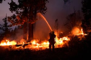 To mænd sigtet for at have udløst kæmpe naturbrand nær Tahoe-søen i Californien i august. 